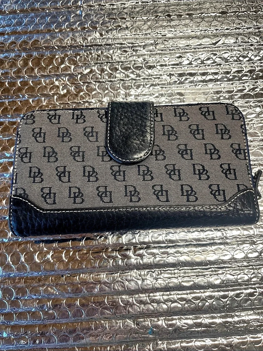 Dooney & Bourke Monogram Zip Around Wallet in Black & Brown